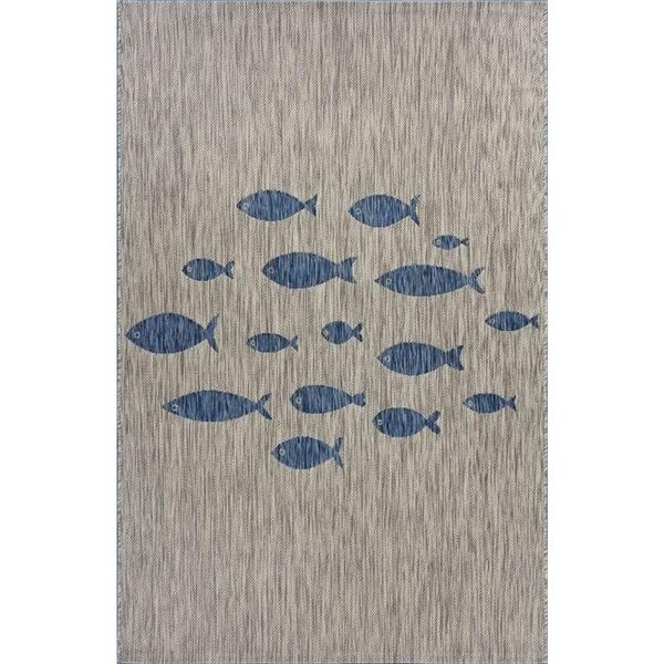LR Resources CATAL81505GNY7999 Aquatic Rectangle Indoor & Outdoor Area Rug  Gray & Navy - 7 ft. 9 in. x 9 ft. 9 in., Lr Resources, Mfr#: CATAL81505GNY7999